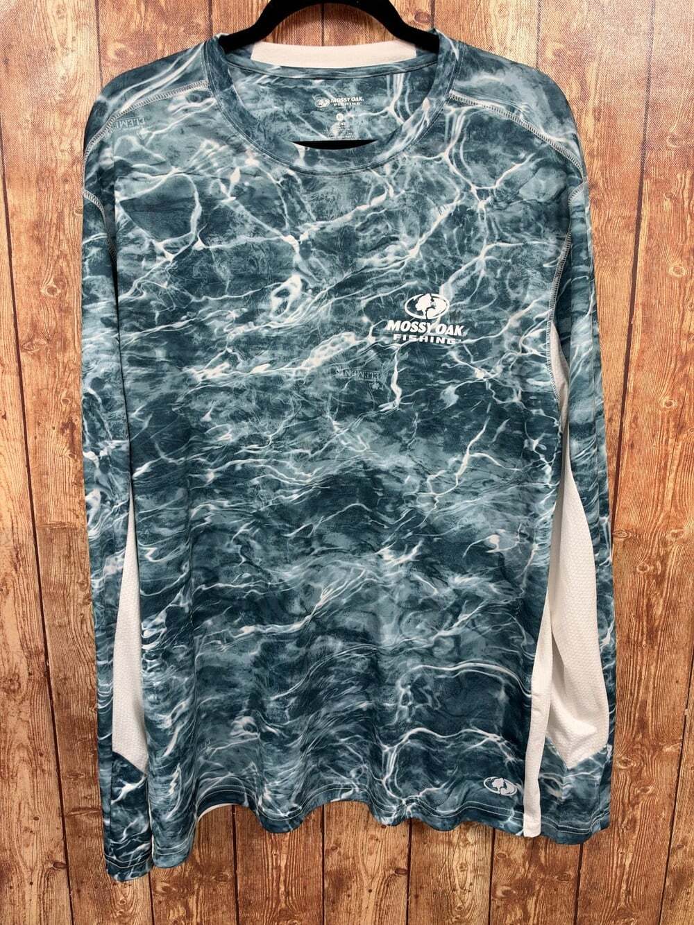 Mossy Oak Fishing Mens XL Long Sleeve Performance Shirt Water Camo Vent Mesh